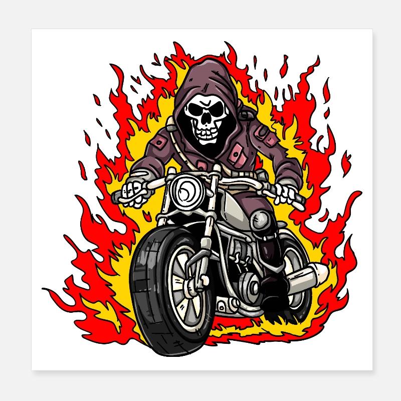 Motard squelette Poster 20 x 20 cm