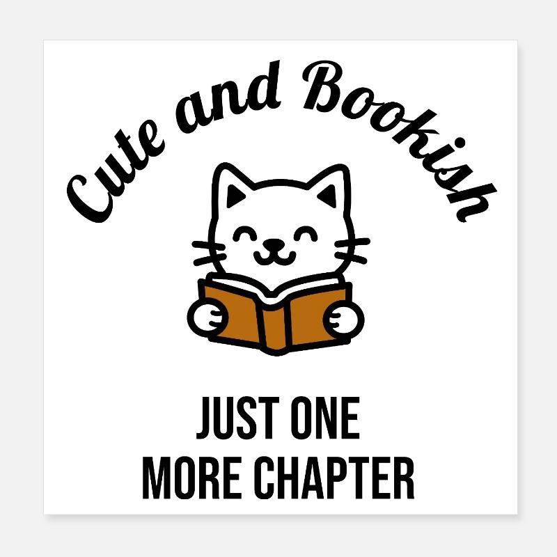 Livre de lecture de chat mignon Poster 20 x 20 cm