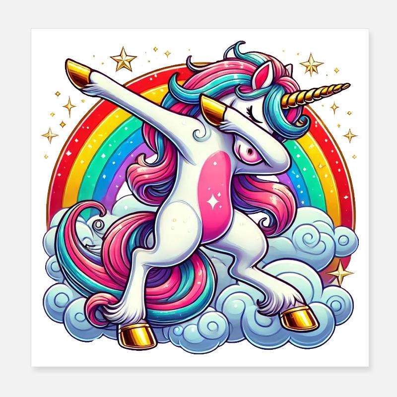 Dabbing Einhorn Dab Unicorn Mädchen Einhörner Poster 20x20 cm