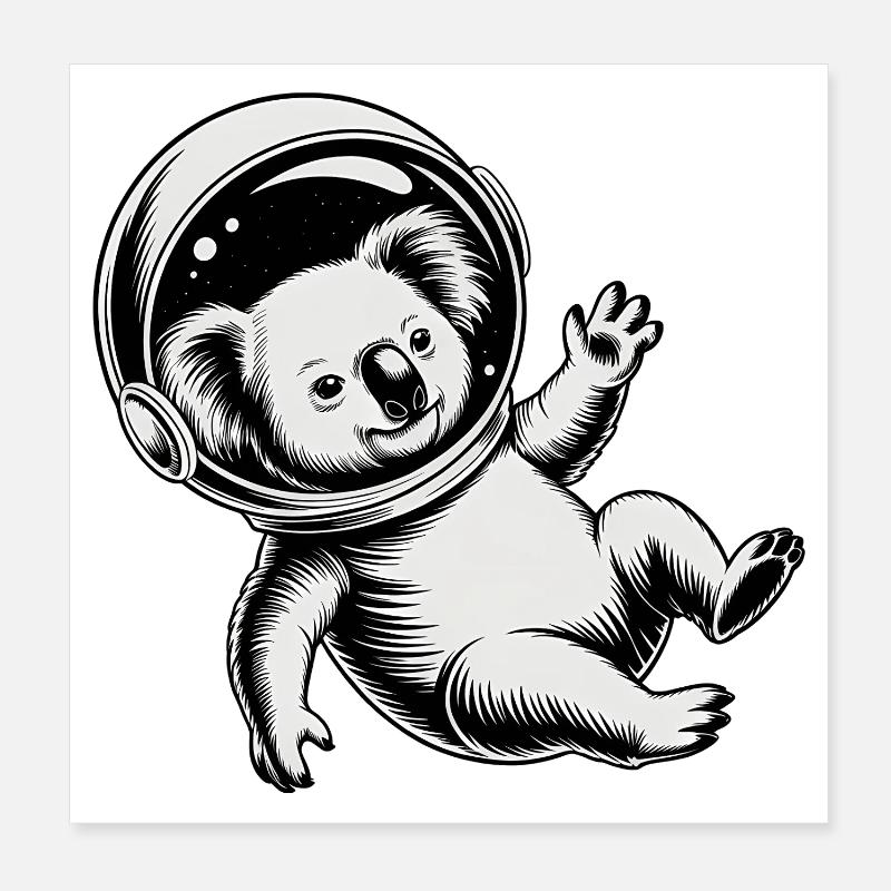 Koala dans l'espace - Logo Cool Astonomy Poster 20 x 20 cm