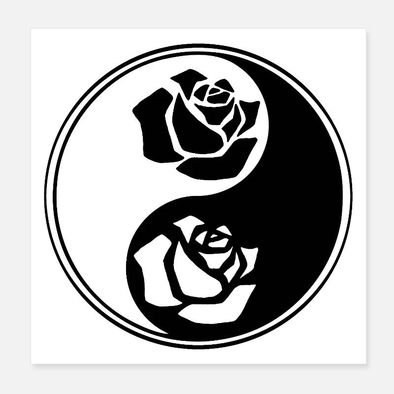 Fleur yin yang Poster 20 x 20 cm