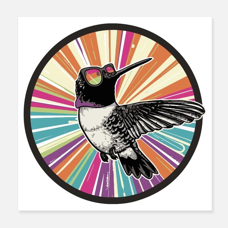 Vibranter Kolibri mit Farbexplosion Poster 20x20 cm