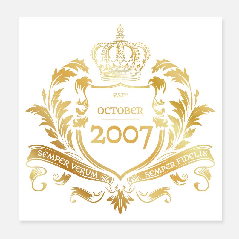18th Birthday Semper Verum - Established 10/2007 Poster 8" x 8" (20x20 cm)