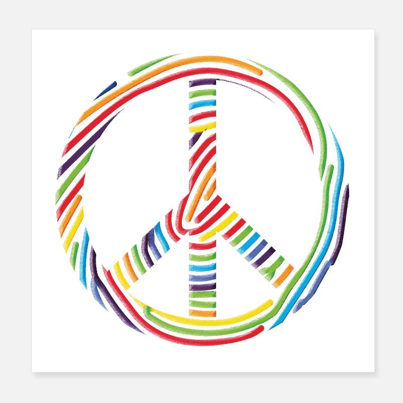 Buntes-Peace-Zeichen - Poster 20x20 cm - Weiß