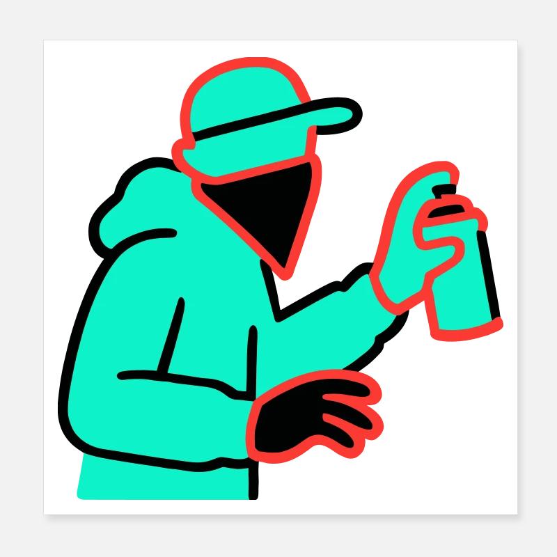 Neon Graffiti Sprayer Poster 20x20 cm