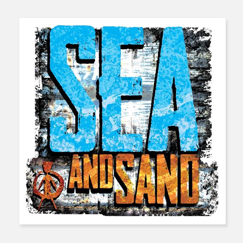 Mer et sable Plage rétro de la paix Poster 20 x 20 cm