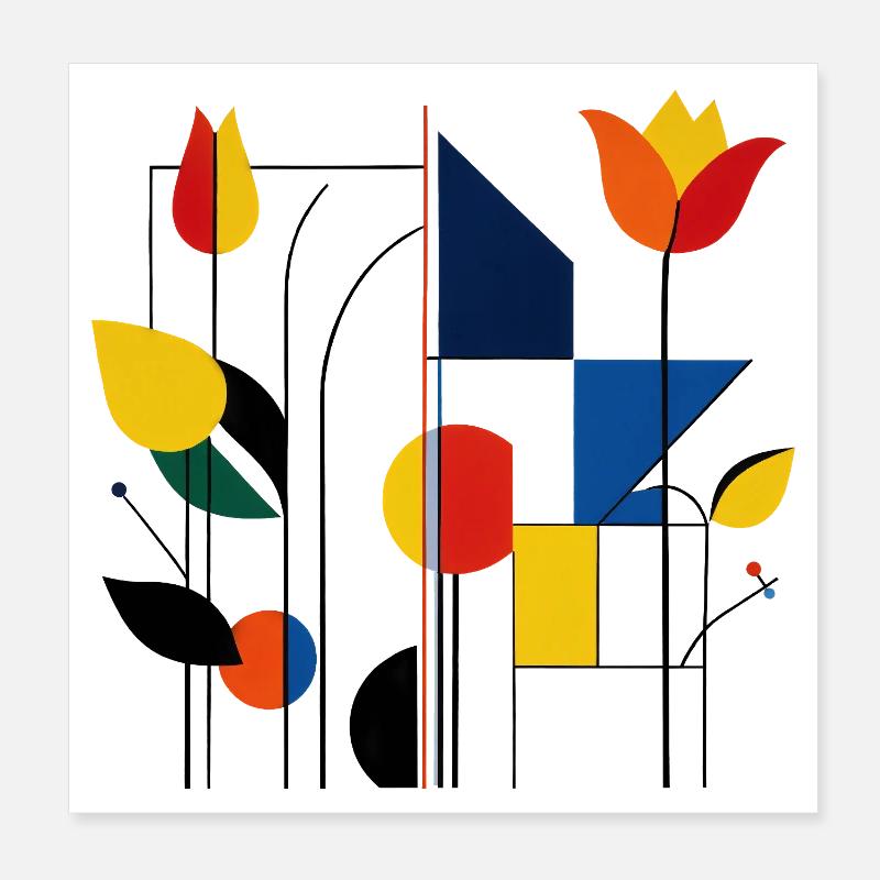Tulip Geometric Mosaic Poster 8" x 8" (20x20 cm)