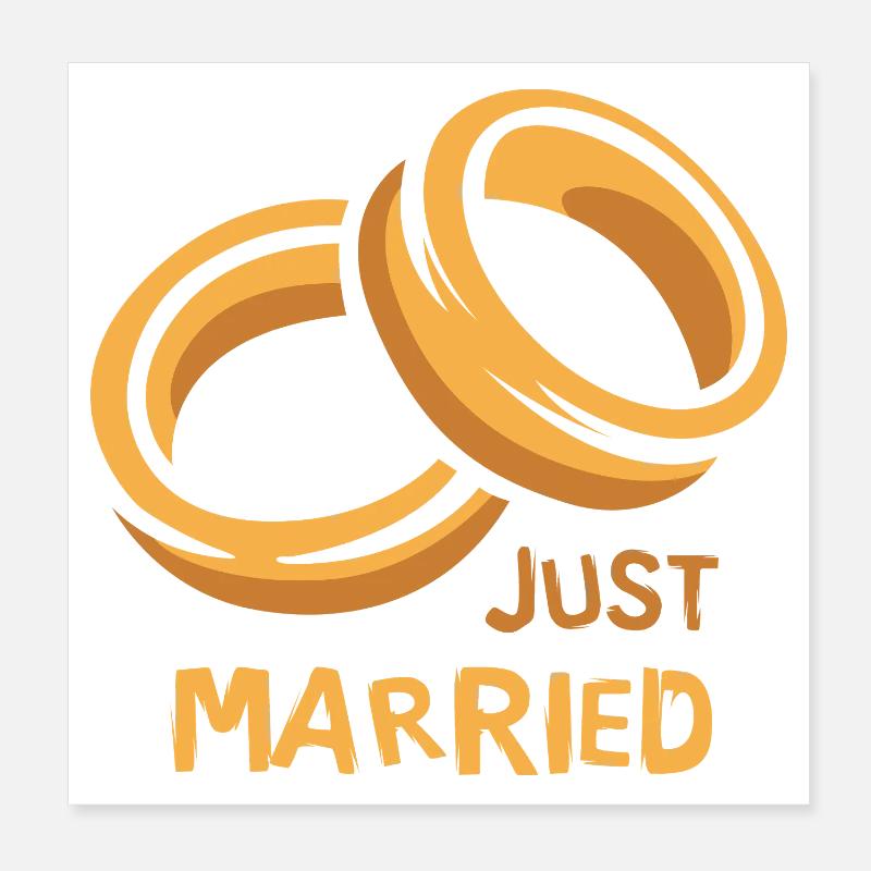 Just Married Ringe Hochzeit Liebe Poster 20x20 cm