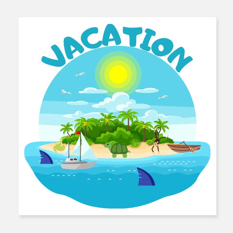 Tropical island idyll beach design Poster 8" x 8" (20x20 cm)