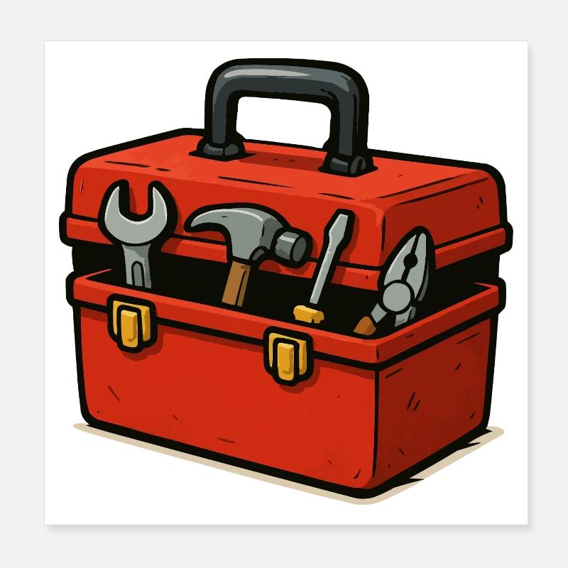 Compact Toolbox Illustration Poster 8" x 8" (20x20 cm)