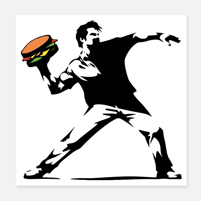 Hamburger Pop Art Burst Poster 8" x 8" (20x20 cm)
