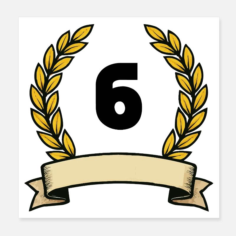 Couronne de laurier dorée numéro 6 Poster 20 x 20 cm