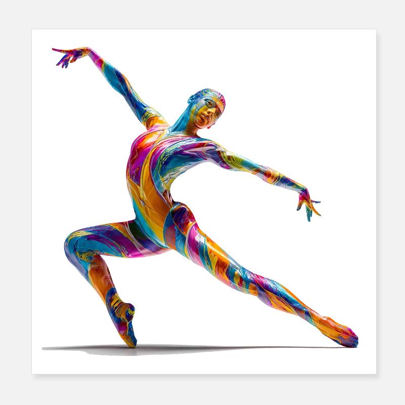 Explosion de couleurs danseuses en flux Poster 20 x 20 cm
