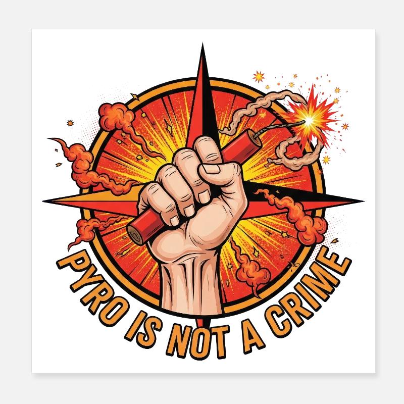 Pyro n’est pas un crime Feux d’artifice - Poster 20 x 20 cm - blanc