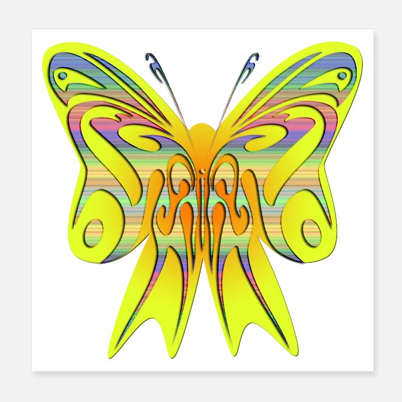 Papillon néon coloré sur l’arc Poster 20 x 20 cm