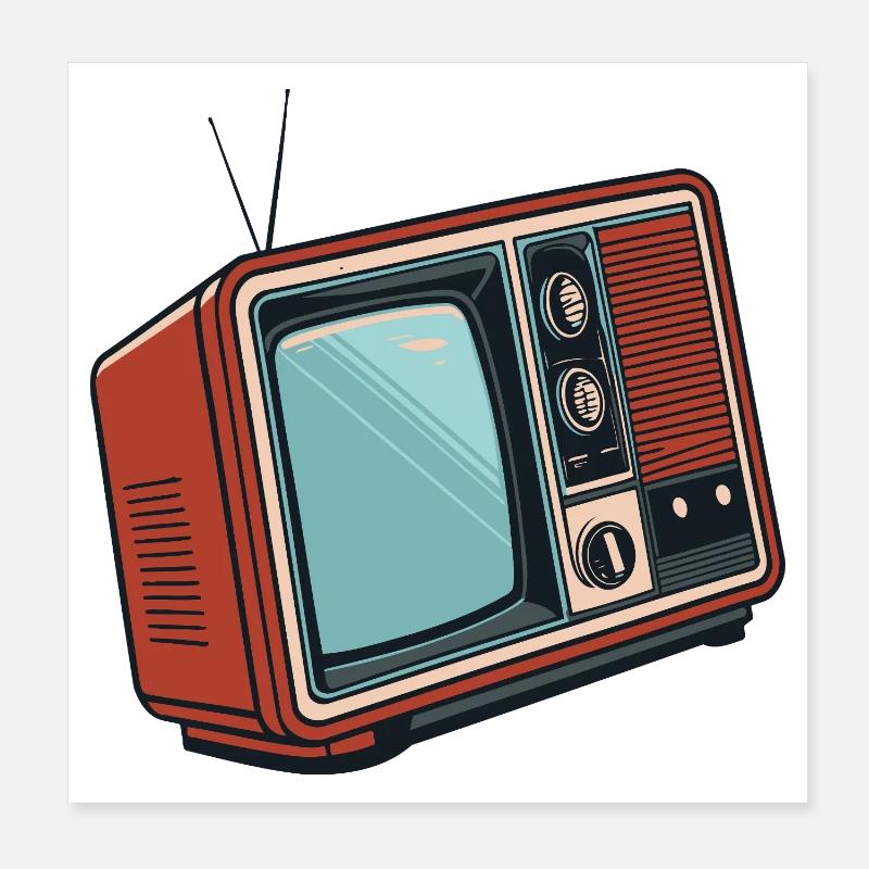 Télévision rétro illustrée Pop Art Poster 20 x 20 cm