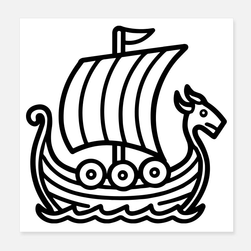 Viking Ship Poster 8" x 8" (20x20 cm)
