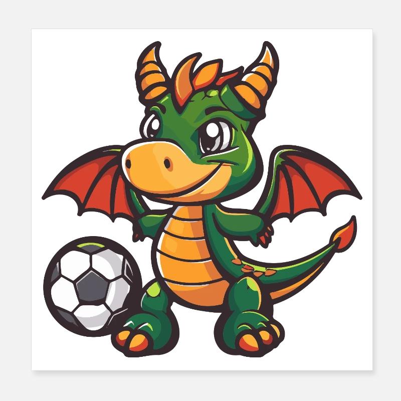 Dragon avec boule Poster 20 x 20 cm