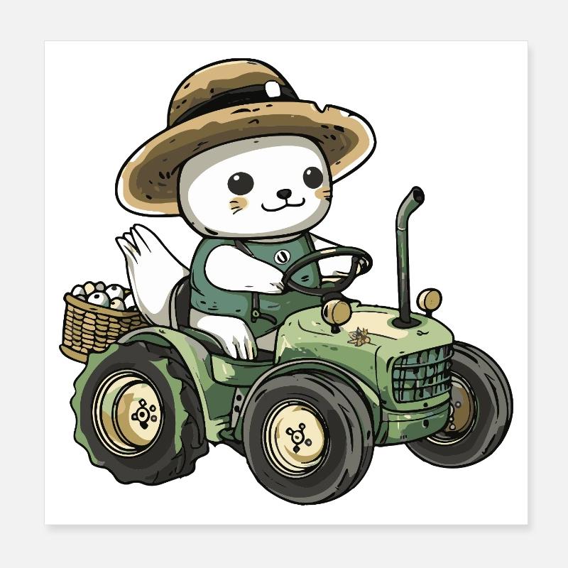 Robbe Tier Traktor Farmer Poster 20x20 cm