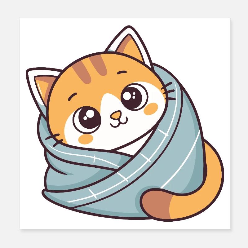 Chaton doux echarpe bleue Poster 20 x 20 cm