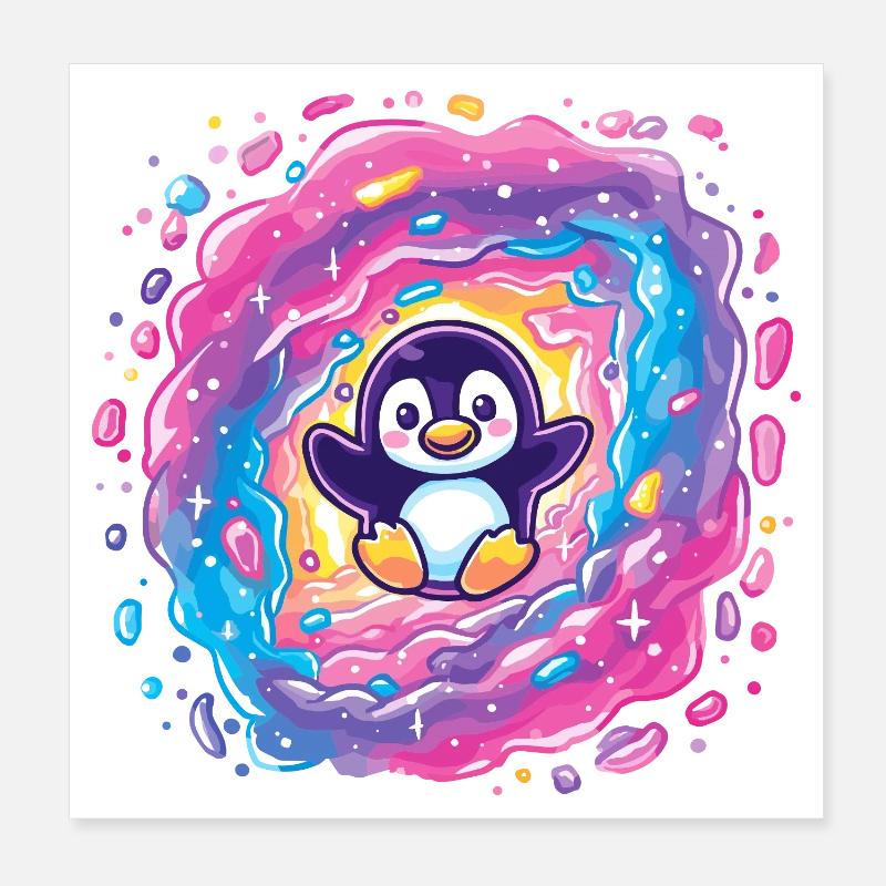 Manchot coloré dans le portail vortex Poster 20 x 20 cm