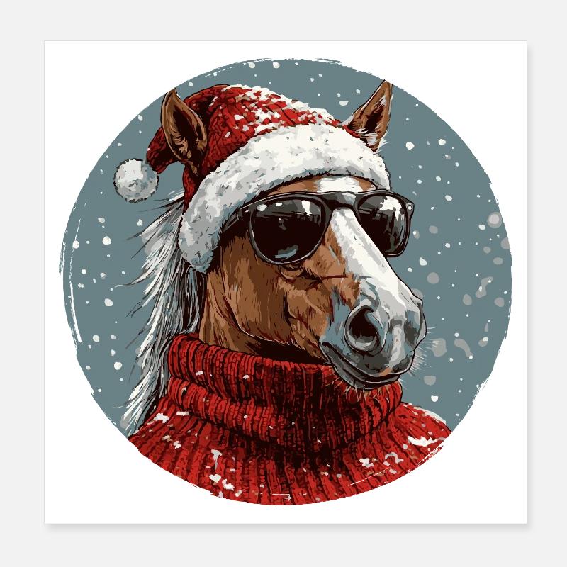 Pferd Weihnachten Christmas Xmas Poster 20x20 cm