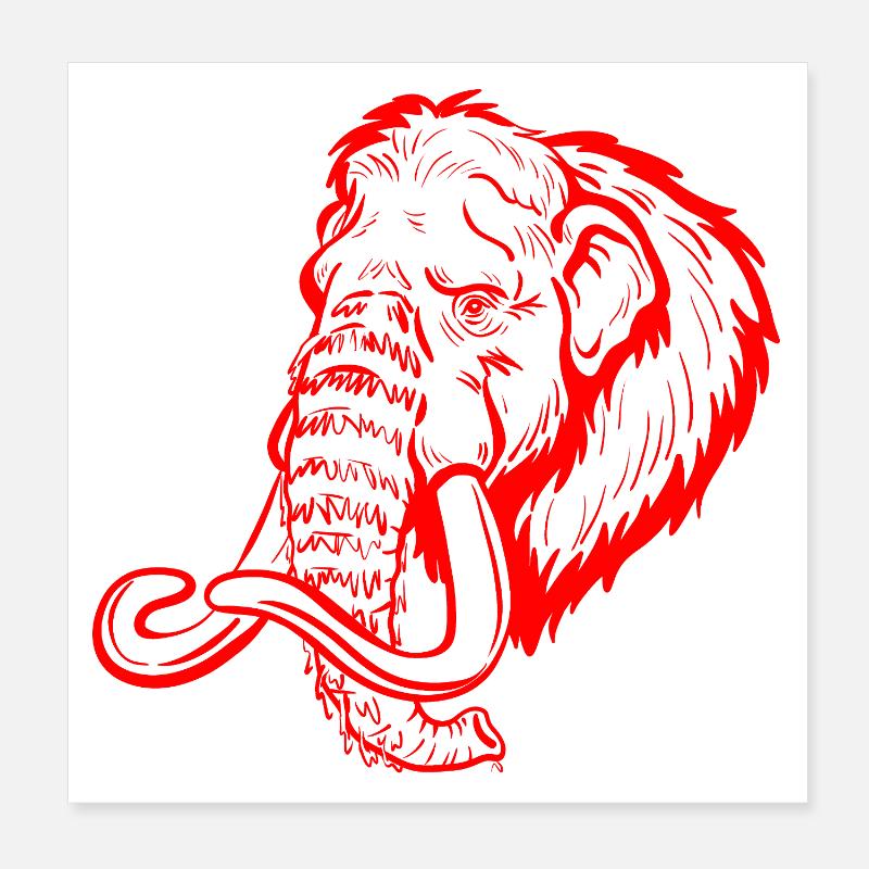 Art de lignes Red Mammoth Poster 20 x 20 cm