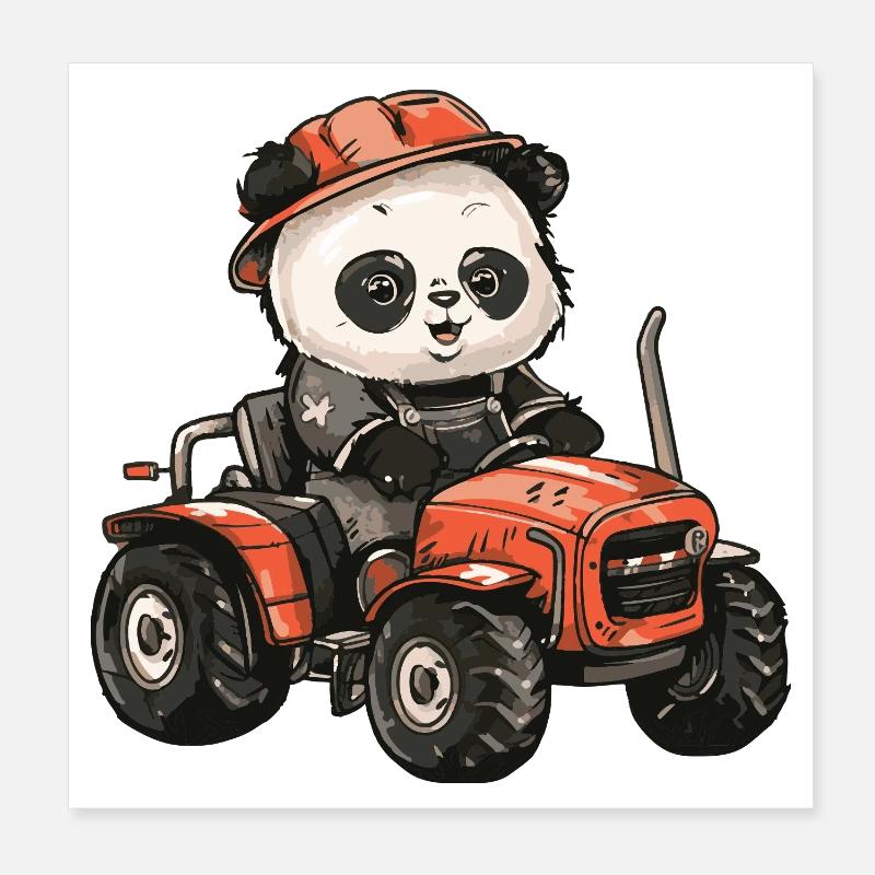 Éleveur de tracteurs panda Poster 20 x 20 cm