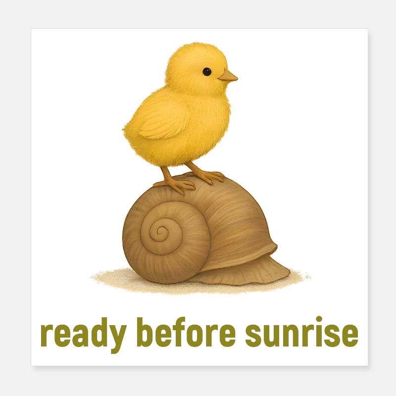 Poussin sur escargot – Repos matinal Poster 20 x 20 cm