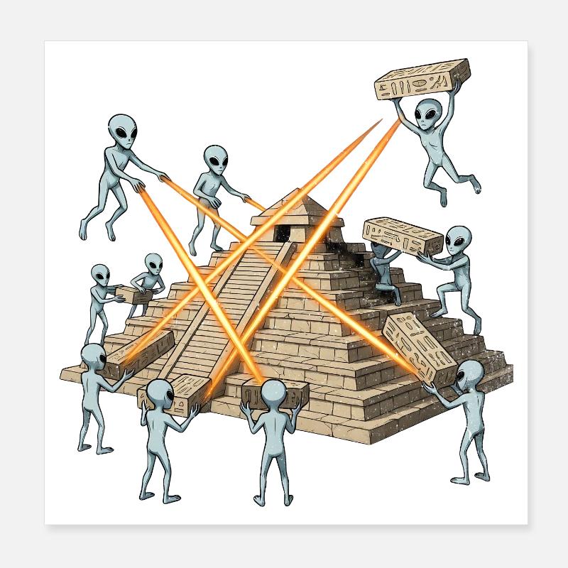 Les extraterrestres construisent une pyramide laser Poster 20 x 20 cm