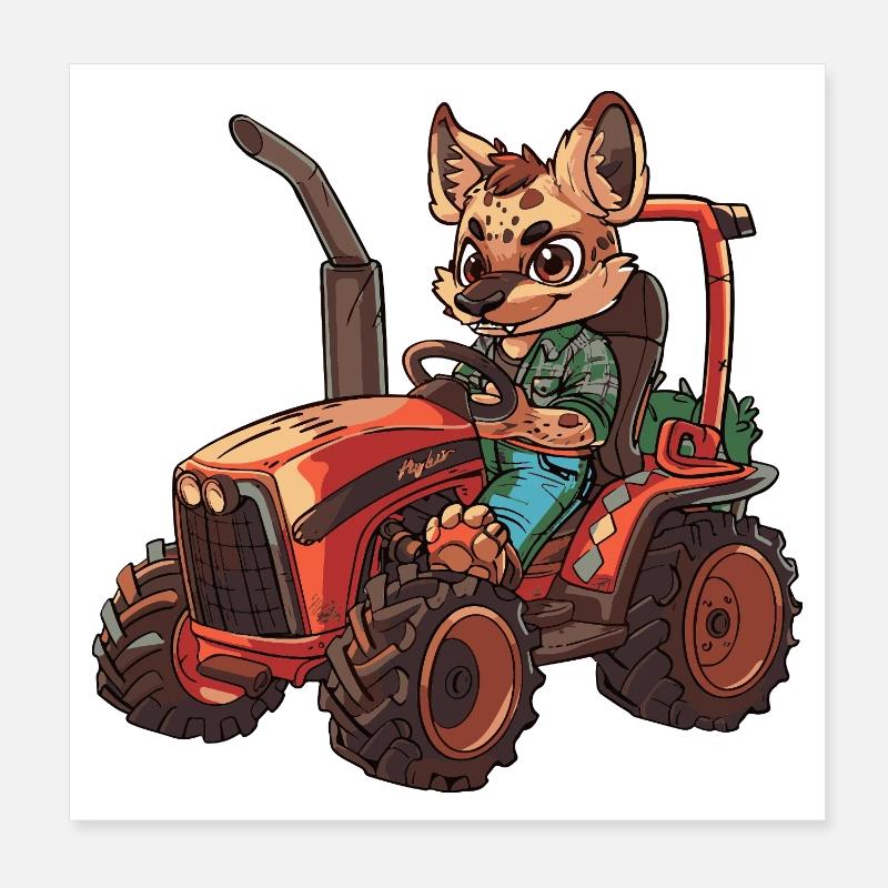 Hyäne Traktor Farmer Poster 20x20 cm