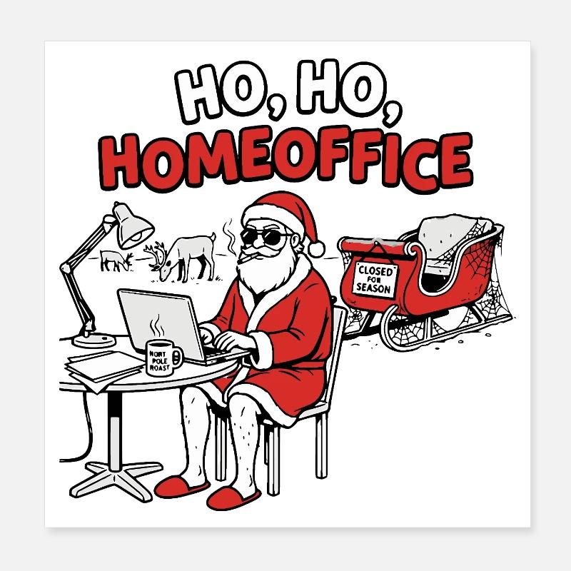 Décor de Noël drôle au bureau du Père Noël Poster 20 x 20 cm