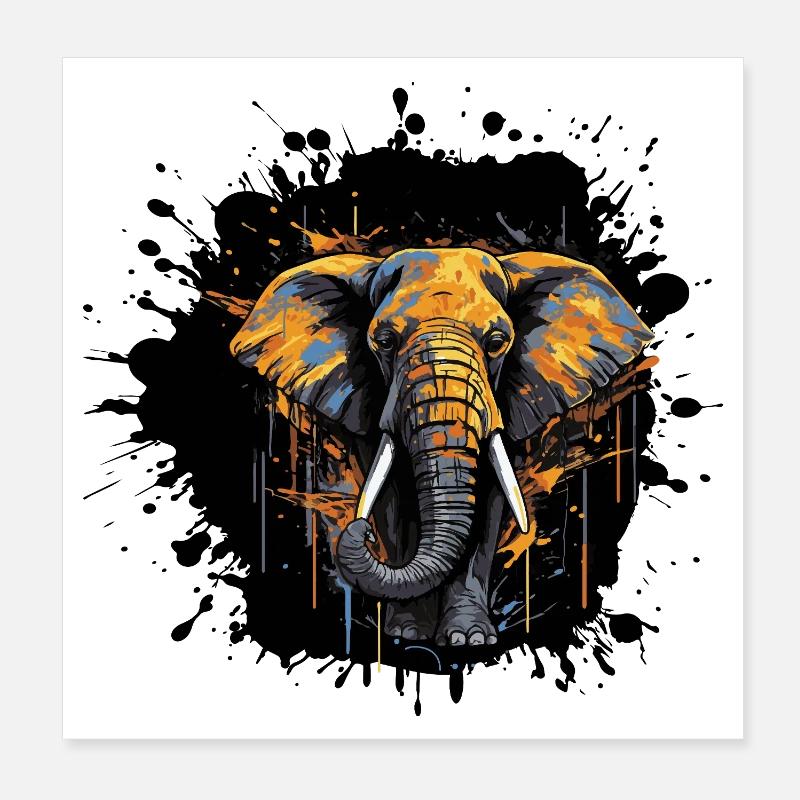Éclaboussure d’éléphant Poster 20 x 20 cm