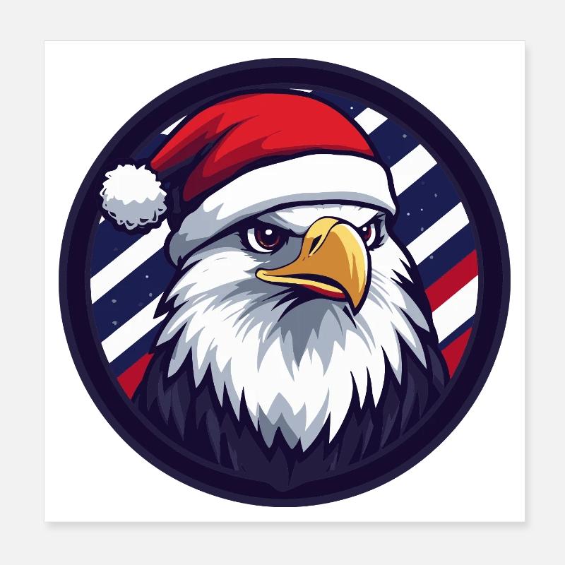 Aigle de Noël dans le cercle du drapeau Poster 20 x 20 cm
