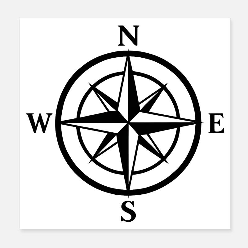 Night Compass Compass Rose Graphic Poster 8" x 8" (20x20 cm)