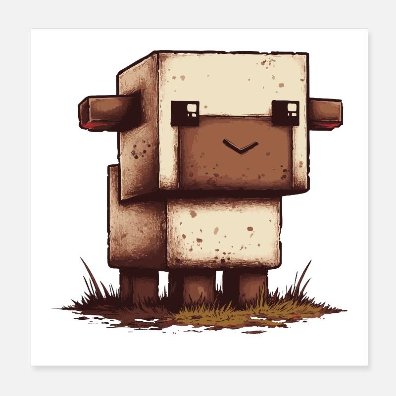 Pixel Schaf Retro Look Poster 20x20 cm