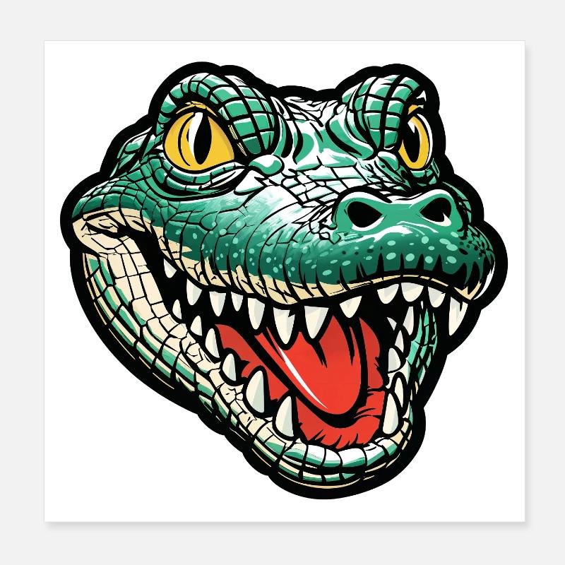 Grinsender Krokodil Kopf Poster 20x20 cm