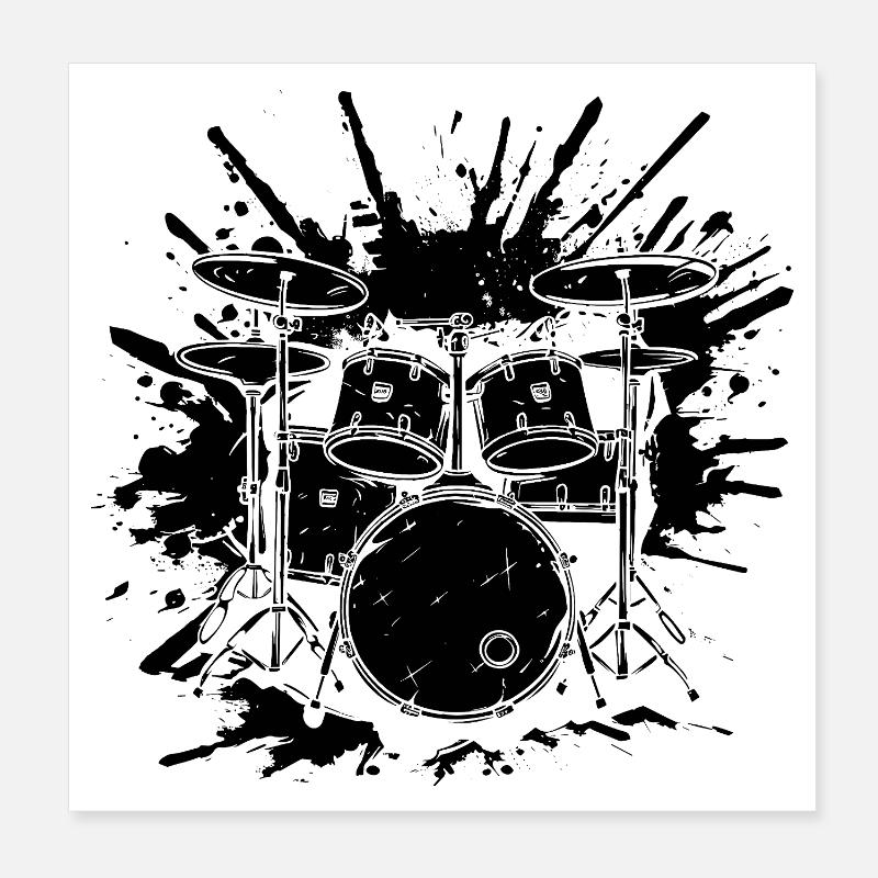 Schlagzeug Grafik Poster 20x20 cm