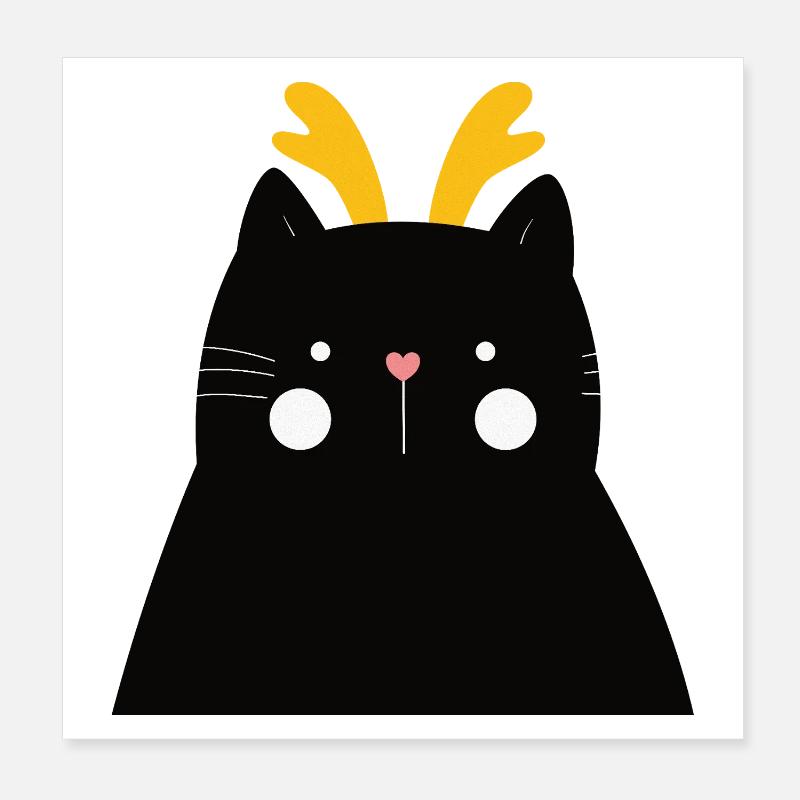 Chat noir aux bois dorés Poster 20 x 20 cm