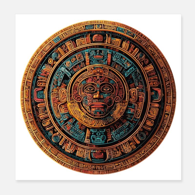 Aztec Sunstone Mandala Poster 8" x 8" (20x20 cm)