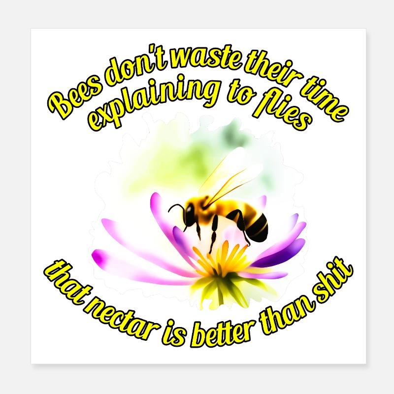 Abeilles et mouches Poster 20 x 20 cm