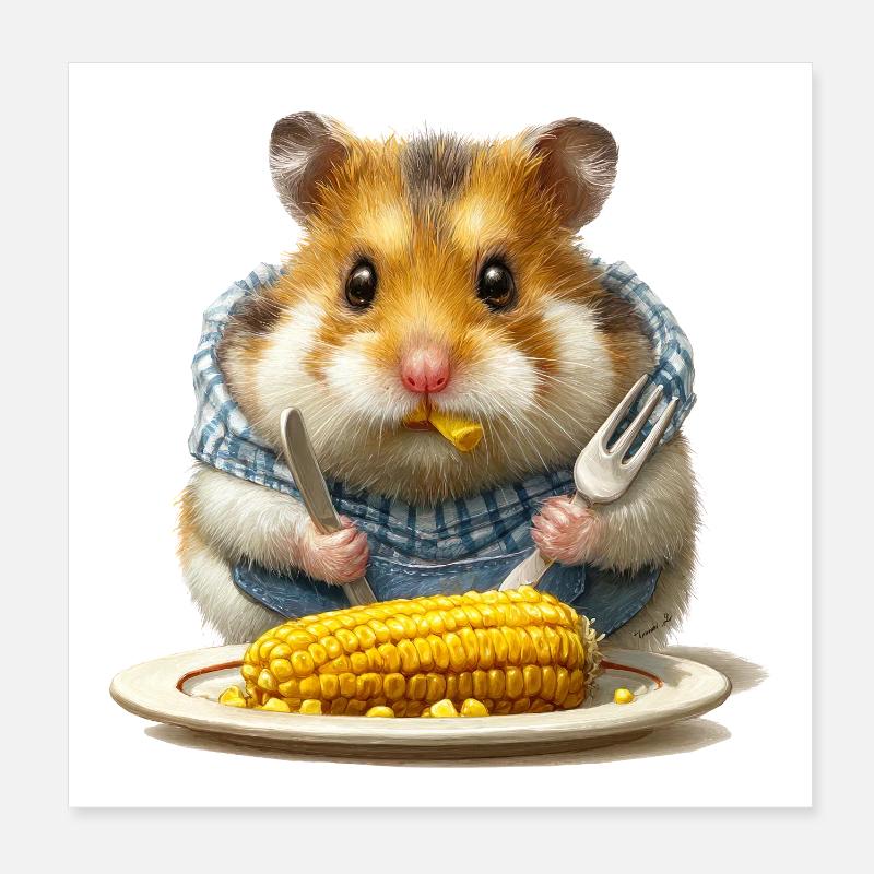Küchenhamster beim Maisfest Poster 20x20 cm
