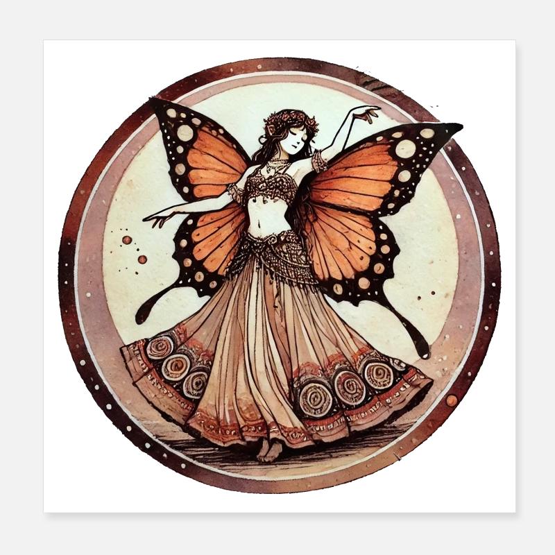 Fée Papillon dans le Gala Circulaire Poster 20 x 20 cm