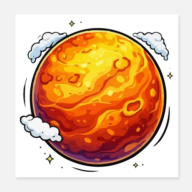 Leuchtender Mars Neon-Planet Poster 20x20 cm