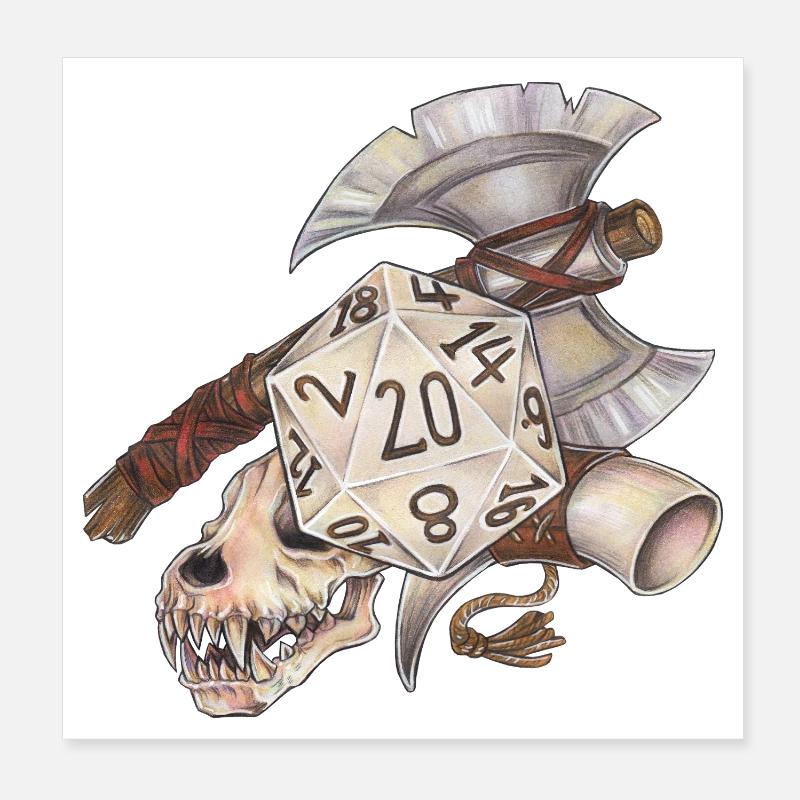 Jeu de rôle : Barbare cadeau de dés D20 Poster 20 x 20 cm