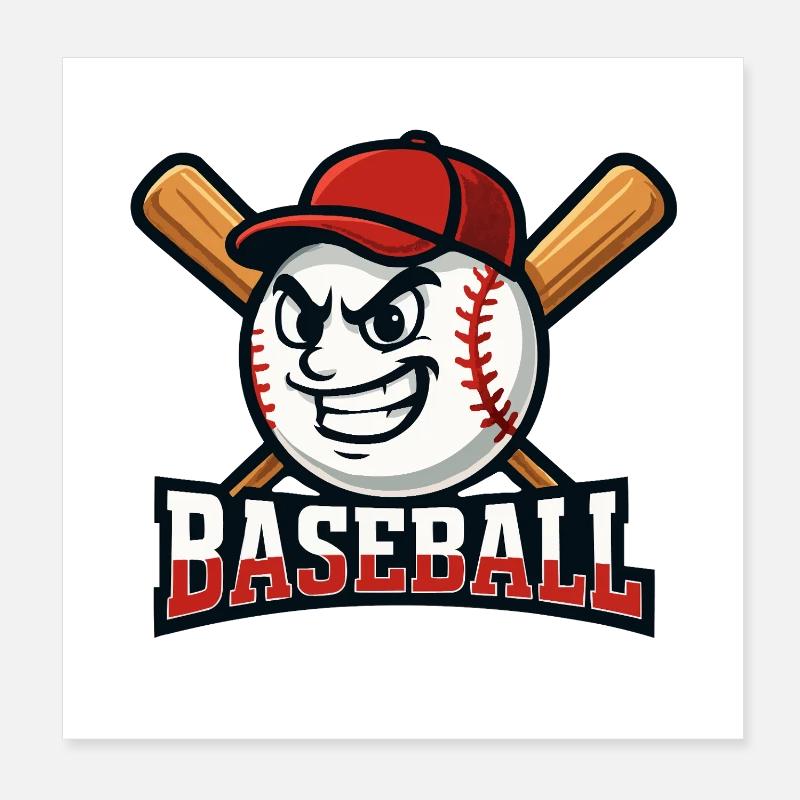 Baseball-Maskottchen Poster 20x20 cm