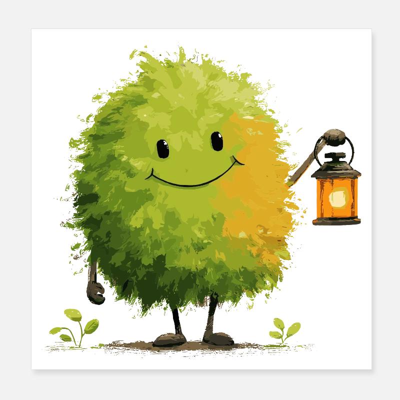 Bush Friend with Lantern Poster 8" x 8" (20x20 cm)