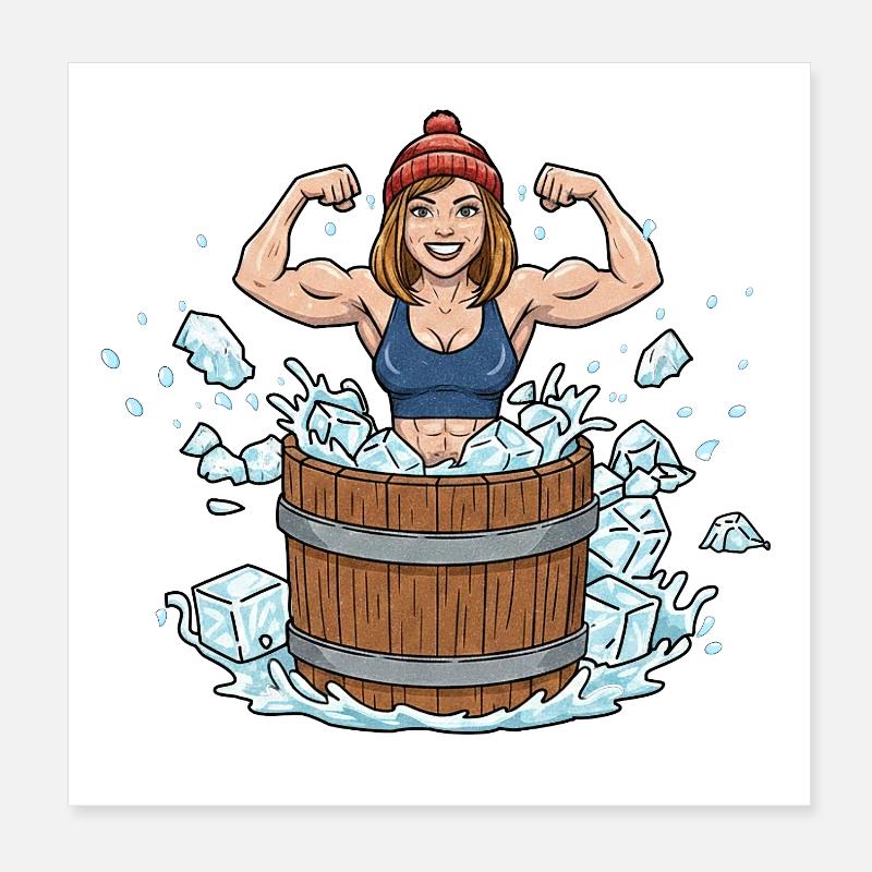 Femme baigneuse de glace Poster 20 x 20 cm