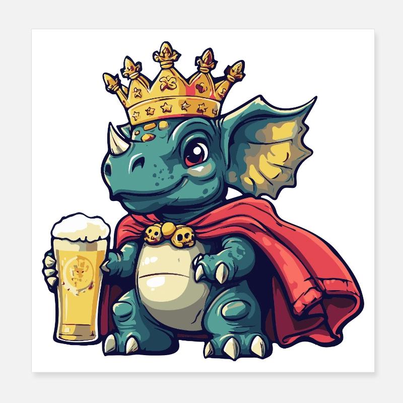 Dinosaurier triceratops Bier König Poster 20x20 cm