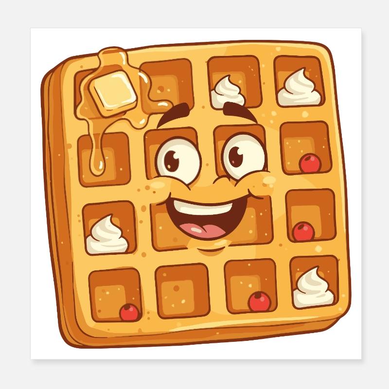 Dessin animé Happy Waffle Face Poster 20 x 20 cm